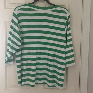 EUC green & white 3/4 sleeve Vicki Wayne top  L